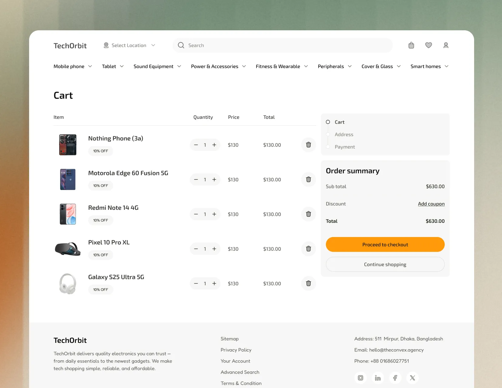 ecommerce cart page ui