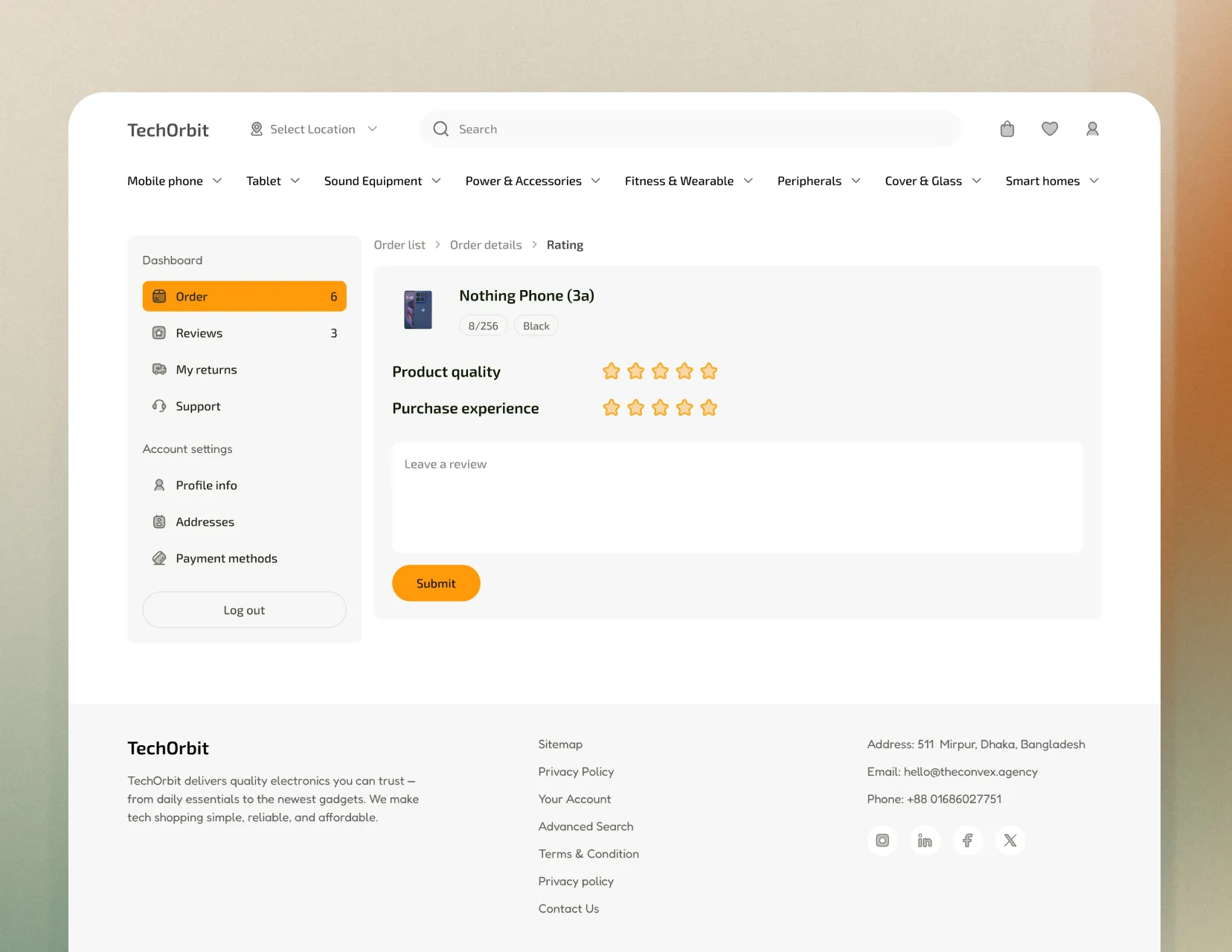 ecommerce order rating