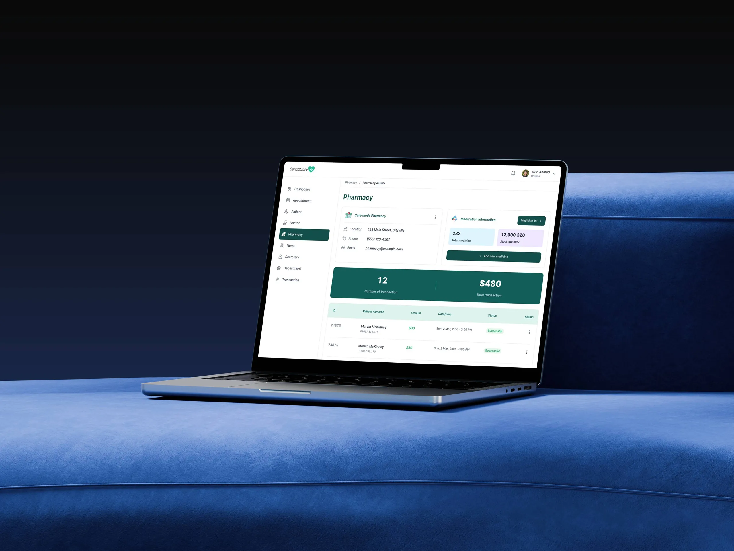 pharmacy dashboard ui