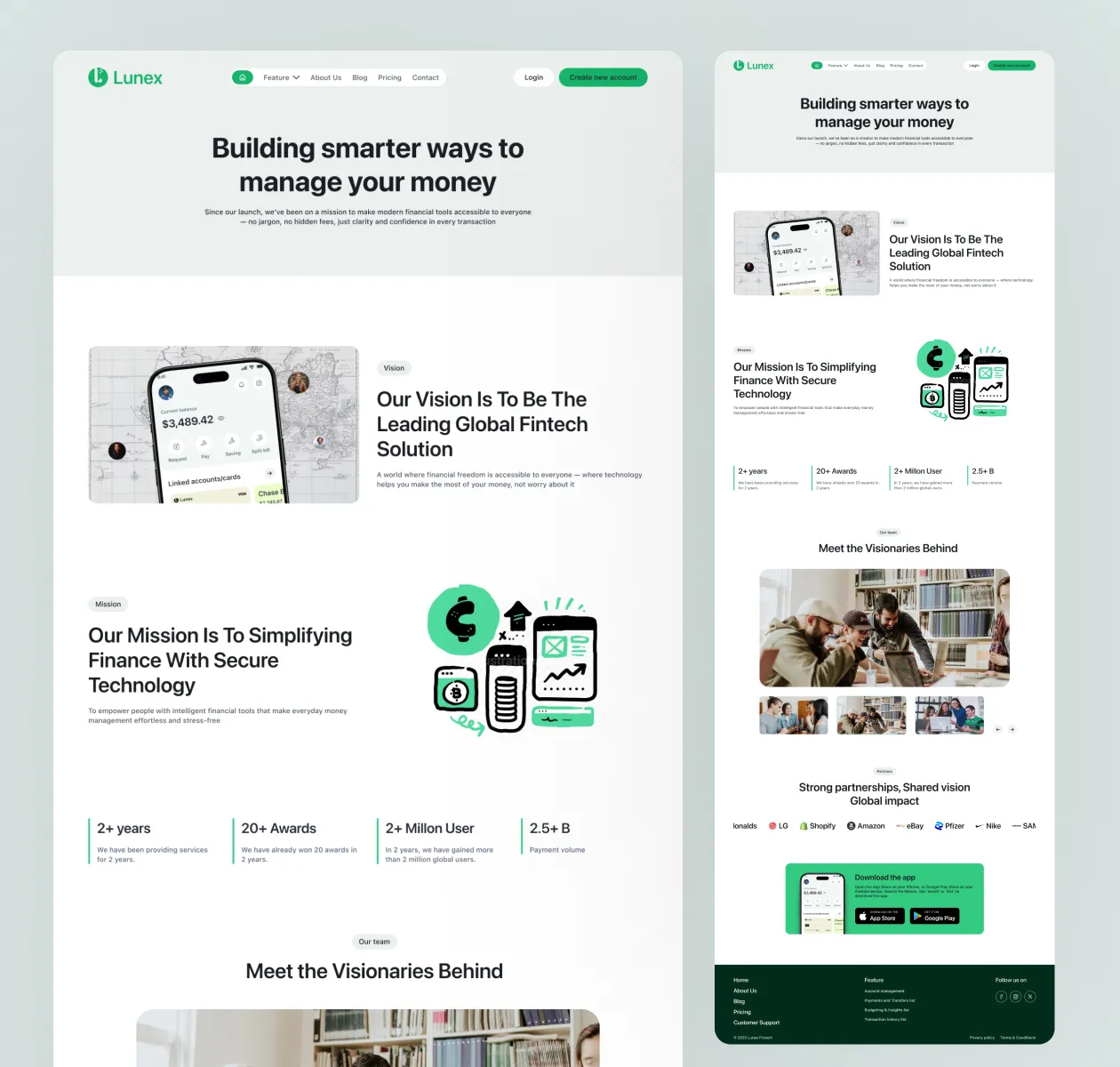 fintech about us page ui design