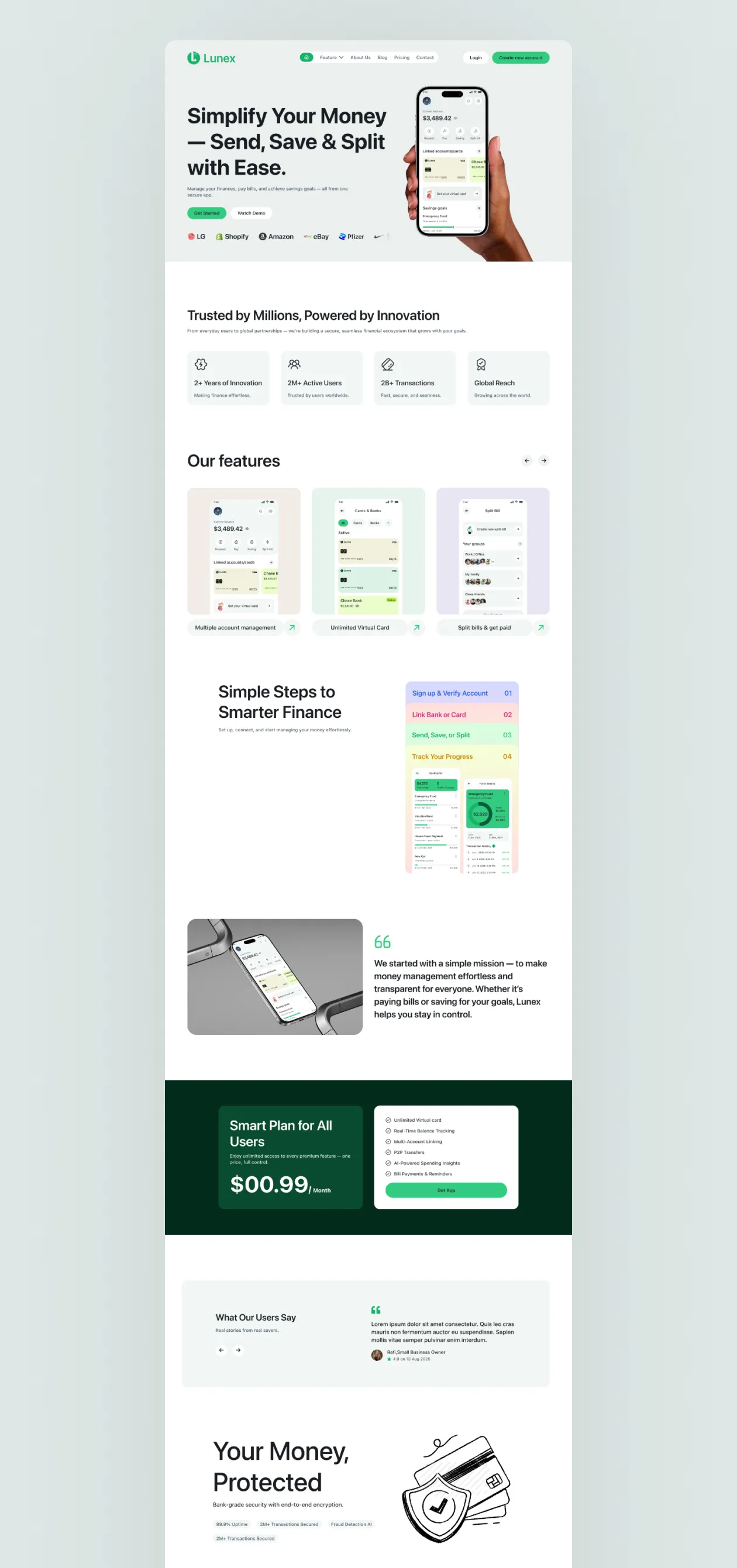 fintech landing page design