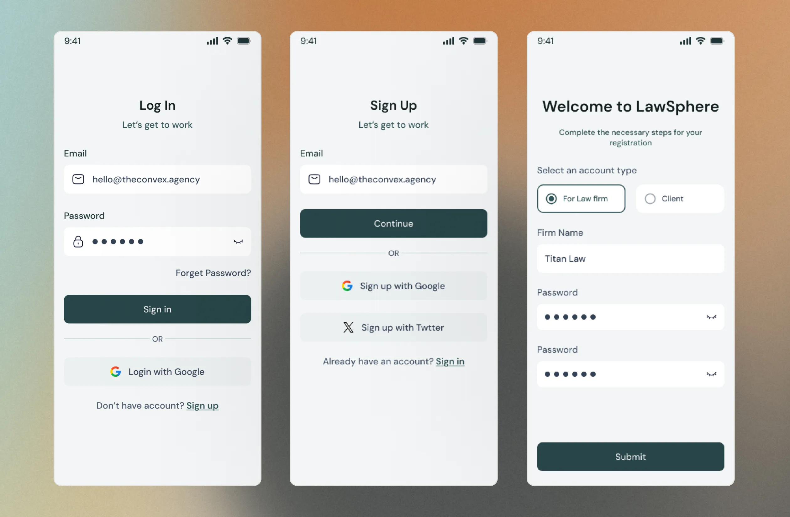 login sign up journey