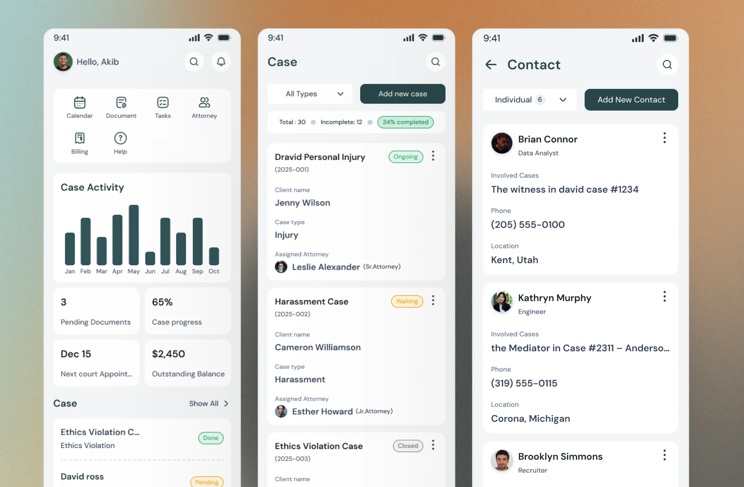 legal case management app home
