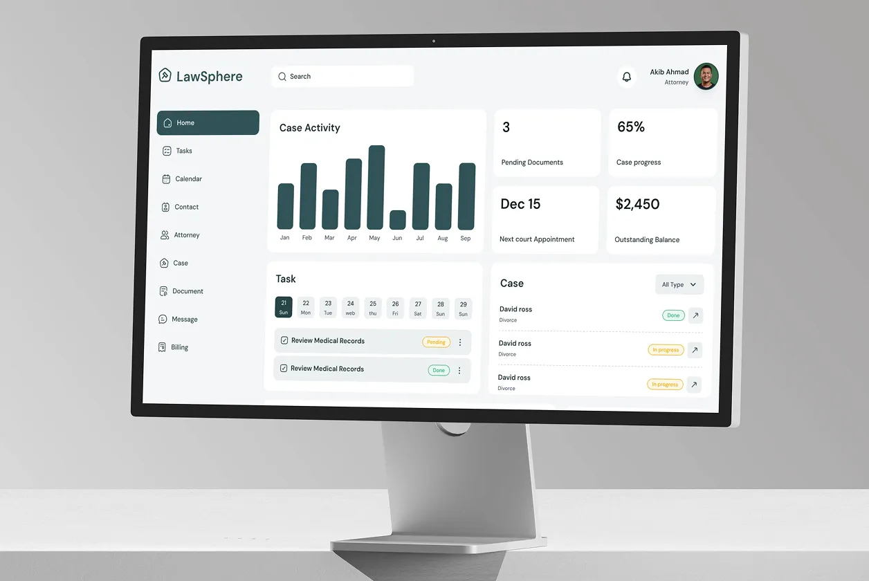 legal ui ux dashboard - lawshere
