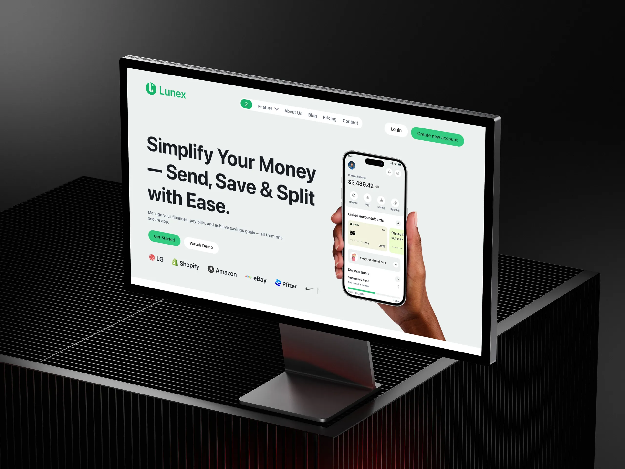 fintech landing page hero area