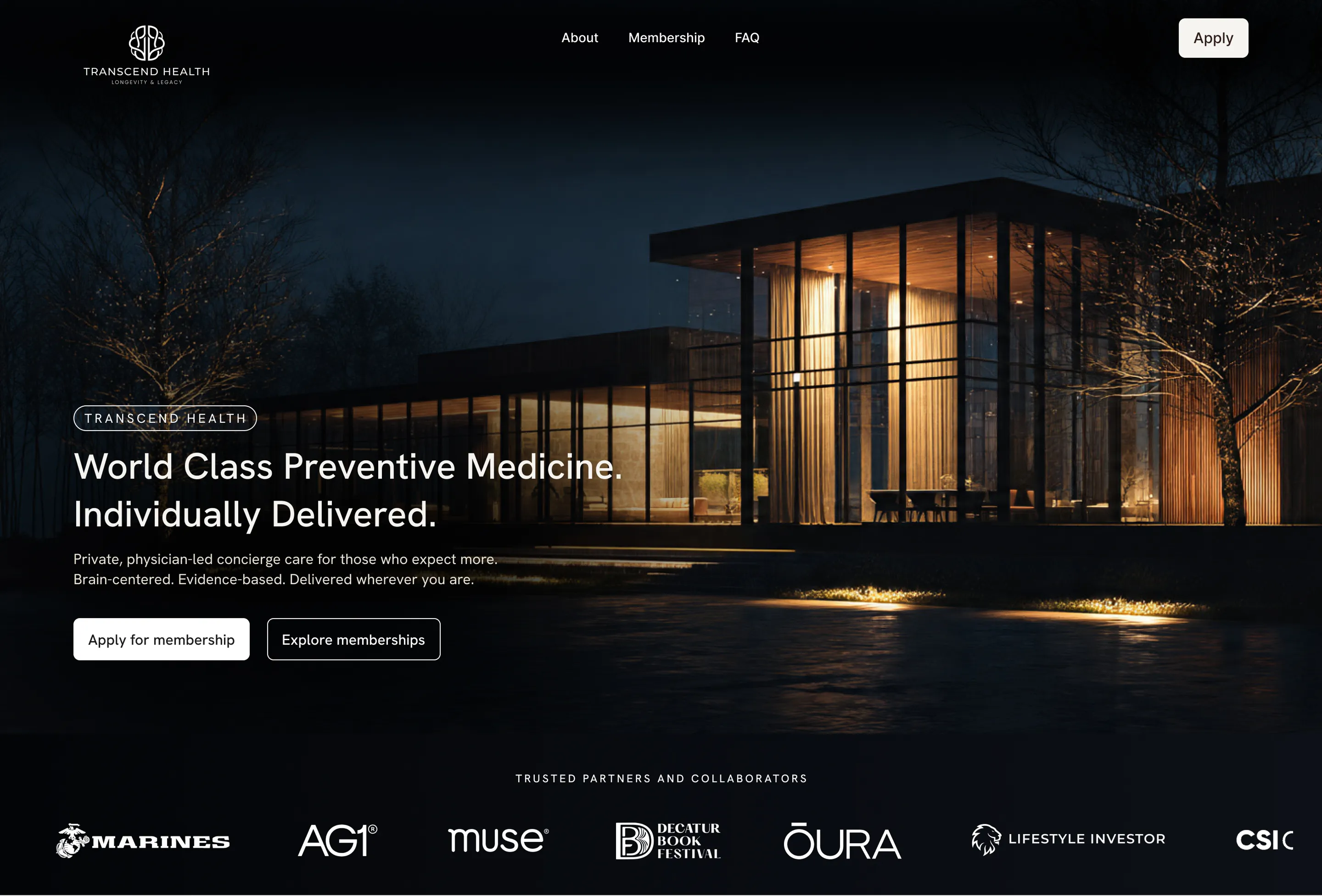 transcend health website ui ux design 