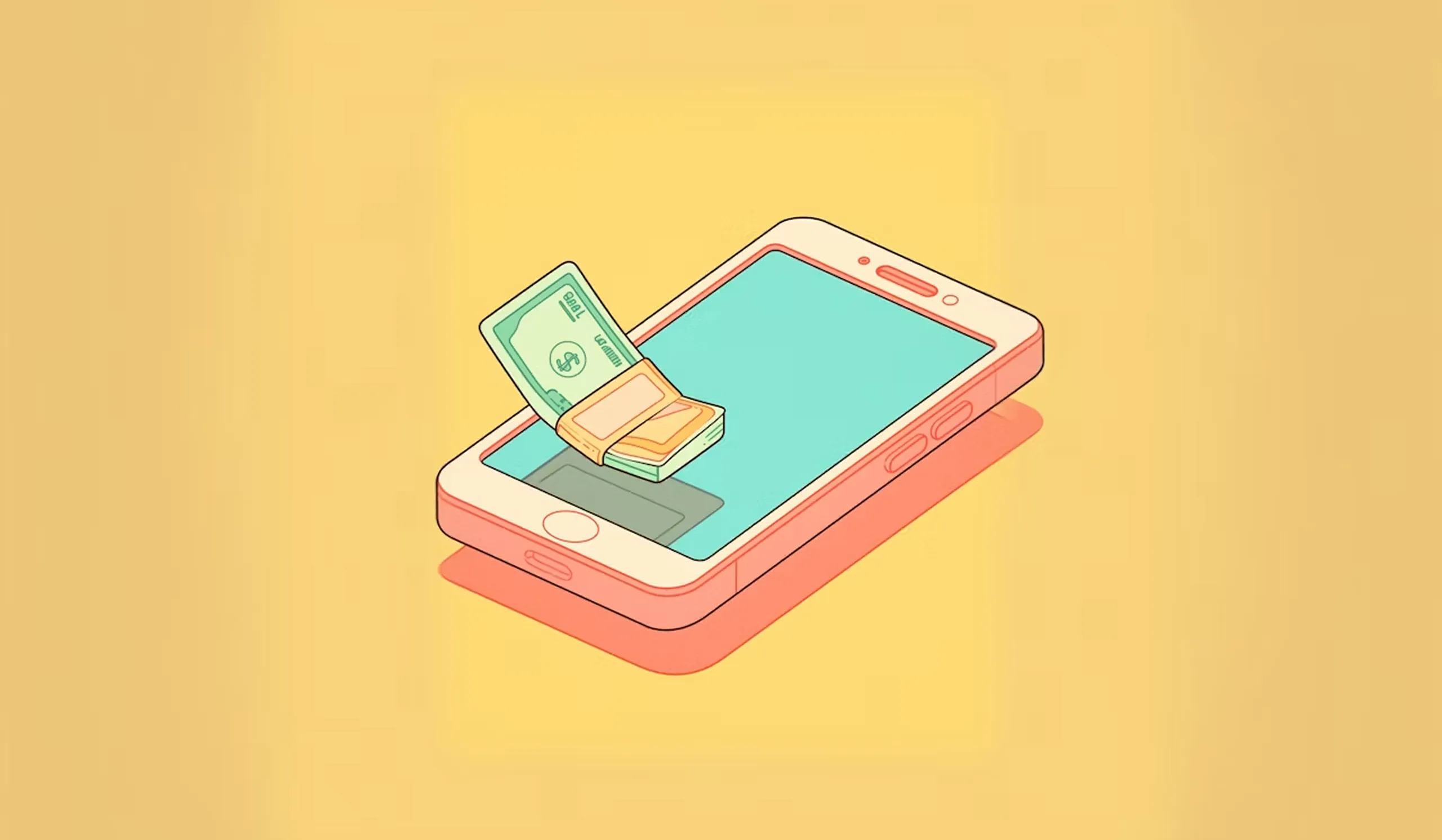Smartphone with cash and coins illustrating ecommerce website redesign costs